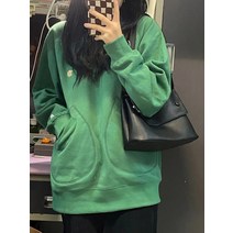 겨울후드티 디자인감각 아메카지맨투맨 여성 홍콩무드 핫한 키치한 아보카도 그린 핏아우터 상의 트렌드 3133126199