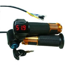 전기 자전거 액세서리 배터리 전원이있는 전기 자전거스쿠터 트위스트 스로틀 lcd 디스플레이 스위치 전기 자전거스쿠터전자 자전거 용 핸들 바 그립, 금