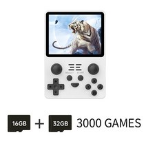 휴대용 게임기 powkiddy rgb20s 레트로 게임 콘솔 오픈 소스 시스템 장비 25000+ 게임이 포함된 3.5인치 ips 스크린 비디오 게임 콘솔, rgb20s 화이트 48기가