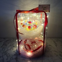 홀로그램 장미 꽃 다발 배달 20대 여자 친구 생일 선물 전역 조화 프로포즈 아내 와이프 결혼 기념일 아이템 조화, 2.(코어레드) 6송이 원통케이스(소)