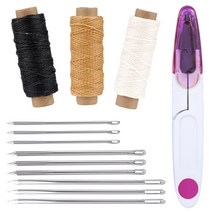 MIUSIE 7 Pcs Leather Sewing Kit With Waxed Thread Needle And Scissors [S00048884], 01-Type 1-48884