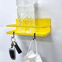 담앤드솜 무타공 자석 선반 마스크 걸이 마그네틱 철제 벽 수납 현관 부착 주방 후크 고리 현관문 보관함 수납함 정리함 홀더 거치대 세탁기, 레몬 옐로우