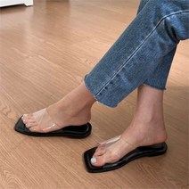 셀러허브 패션 [오노마] ONM 스퀘어코 슬리퍼 플랫 PVC 크로스스트랩신발 여름