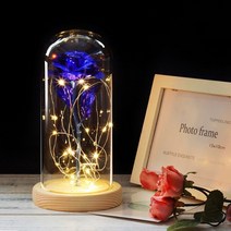 화병 도자기 유리 돌 6색 아름다움과 야수는 유리 돔에 발렌타인 선물 LED 로즈 램프 크리스마스, 06 blue
