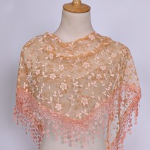 천주교성물 묵주 팔찌 세례 가톨릭 138*40cm 패션 수 놓은 레이스 베일 스카프 목도리 여성 꽃 Headscarf, 04 주황색_01 138cm-40cm