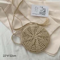 라탄 라틴 피크닉 바구니 용품 라운드 스트로 비치 가방 빈티지 수제 짠 숄더 라피아 서클 등나무 보헤미안 여름 휴가 캐주얼