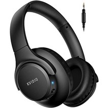 무선 헤드폰 KVIDIO Bluetooth 5.0 55시간 재생 헤드폰 40mm HD 드라이버 유닛 오버 이어 헤드폰 마이크 내장 헤드폰 유선 무선 양용 차음 밀폐형 핸즈프리 통화 가능 블루투스 헤드폰 블랙