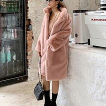2507 여성 하이넥 페이크 퍼자켓 털 롱 코트