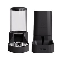 POPSONIC 반려묘 자동급식기+물공급기 7.6L 대용량, 투명블랙