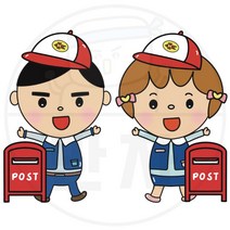 만자디자인 우리동네 직업 컷도안 / 우편집배원 남녀 / 학교 유치원 어린이집 환경구성