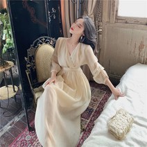짐머원피스 일찍이 봄 여성의류 프렌치 무릎넘어 시폰 롱 러블리블 소프트스타일 첫사랑 x3개 2135418688