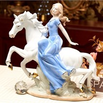 백마 블루드레스 피겨린 도자기인형 야도르 야드로 말장식 고급스러운 선물