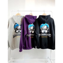 남녀공용 오버핏 면 기모 보드 나염 후드티 3컬러