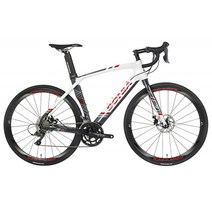 소니아 시마노 에어로 클라리스 알루미늄 디스크 브레이크 로드 자전거 510mm SR-1500D 미조립, 화이트/레드 - 480
