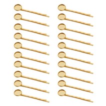 shangren 20 pcs 황동 헤어 핀 황동 트레이 헤어 핀이있는 헤어 클립 카보 숑 카메오 diy 모자를 쓰고있는 결과를위한 헤어핀, 12mm, 구리, 황금