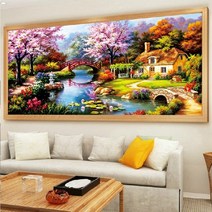 산속집 풍경화 보석십자수 수예 비즈, 03.120X60
