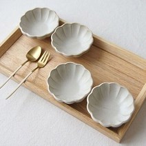 우아한 연꽃디자인 고온소성 도자기 찬기 4P세트 접시세트 그릇세트, 상세페이지 참조