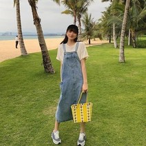 기타 러블리 멜빵 데님 롱 원피스 데일리 오버롤 새내기룩