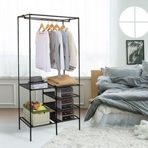 오픈형 조립식 행거 철제 드레스룸 헹거 고정 2단 렉, 더블 화이트