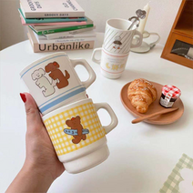 일러스트 빈티지 머그컵 2종 250ml 1개, 2. 도기