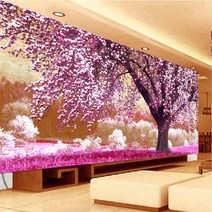 안묵 벚꽃 가로수 길 보석십자수 비즈 공예 diy 키트 트레이 펜 고체풀 도구 세트, 03.150X80