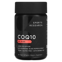 Sports Research (스포츠 리서치) Sports Research CoQ10 USP 등급 BioPerine 함유 100mg 베지 소프트젤 30정, 3개