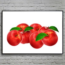 화색갤러리 풍수 인테리어 02 사과 그림 액자 프리미엄 캔버스천으로 인화, 블랙무광