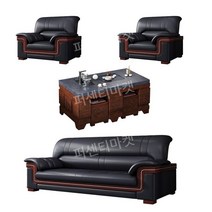 사무실 쇼파 세트 대표실 중역 회의실 비즈니스 사무용 오피스 응접실 모던 가죽, 1+1+3헤드레이어소가죽소파+쿵푸커피테이블