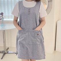 데코나인 어린이집 앞치마 원피스 카페 주방 선생님 유치원 보육교사 스트라이프, 1.스트라이프앞치마-블루, 1개