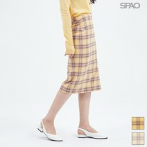 스파오 체크 언발 미디 스커트 SPWH923G25