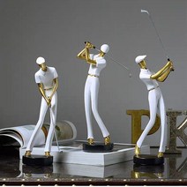 중대형 골프 장식 모형 오브제 동호회 선물 서재 거실 데코 북유럽풍 골프장식품, 화이트 쓰리피스