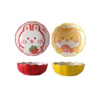 BLOWFISH FUGU도자기샐러드볼2p 4p 샐러드볼15cm 홈세트 집들이 선물 디저트그릇 캐릭터 과일 꽃잎 볼, A+D