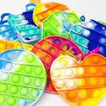 푸쉬팝 레인보우 열쇠고리 랜덤1개 팝잇 버블팝 완구류 장난감 도형 뽁뽁이