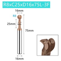 소형 밀링 커터 멀티조인트 볼T 모양 아치 밀링 커터 롤리팝 엔드 솔리드 카바이드 3d Cnc R0.5-R10 스틸, 15 R8xC25xD16x75L-3F