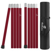 GODEARU 터프 폴 2개들이 직경 33mm 텐트 폴 알루미늄 폴 터프・캠프용 폴 A6061 알루미늄제 250cm×φ33mm 분할식 5절5절 연결 푸쉬 버튼식 조립 간단 컴팩트 경량 텐트・타프 설치용 캠프 기어 투 수납 봉투 포함