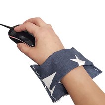 [GEW] 면100% 손목 보호 쿠션/세탁가능/마우스 손목받침/고정형 끈/사이즈 2종/성인용 학생용/안정적인 높이 편리한 작업 아이템, 네이비스타