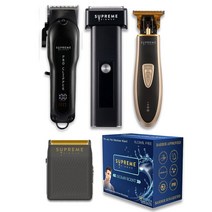 SUPREME TRIMMER 이발소 키트 | 3 in 1 헤어 클리퍼 남성용 트리머 및 호일 면도기 전문 수염 레드 STC5030 ST5220 STF602, Starter Bundle