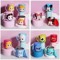 어린이 아동용 3D 디즈니 탈부착 스텐 물컵( 260ML), 미니