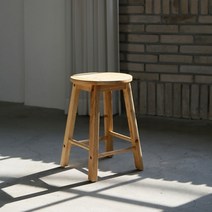 리빙숲 원목 원형 스툴 소형 화장대의자, 단품