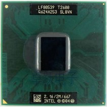 인텔 CPU 코어 2 듀오 T2600 2M 캐시/2.16GHz/667/듀얼 소켓 479 노트북 프로세서 GM45PM45 용 t2600, 없음