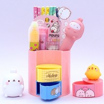 몰랑이 문구세트 몰랑 캐릭터 서랍꽂이 문구세트 학용품세트 신학기선물, 몰랑서랍꽂이문구세트 핑크