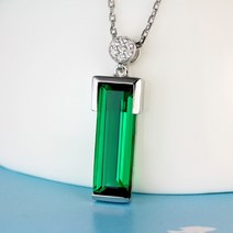 펜던트 에메랄드 컬러 큐빅 은도금 보벽새 주얼리 목걸이 도금 18K 화이트 골드 펜던트 여성 D438