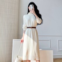 블링앤수 여성 터틀넥 오피스 울 원피스 KZZ877