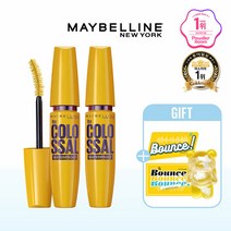 [메이블린 뉴욕] 콜로썰 마스카라 1+1 +다꾸스티커+바운스베어 소켓팝, 리얼블랙(워터프루프)+리얼브라운(워터프루프)