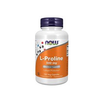 Now 보충제 L 프롤린 500 mg 콜라겐 생산 구조적 지지 120 식물성 캡슐