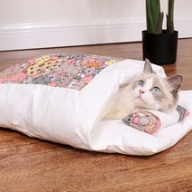 새로운 일본 고양이 침대 따뜻한 고양이 침낭 깊은 수면 동굴 겨울 이동식 애완 동물 집 침대 고양이 개 둥지 쿠션 베개, a, 내가 65x50cm, ㅏ