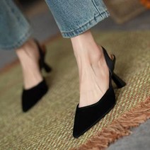 DFMEI 빈티지 5cm 굽 샌들 여 체크 뒤태 사이드 오픈토 슈즈 여름단화