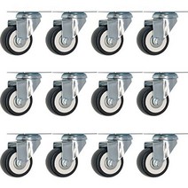 12 Pack 2-Inch Caster Wheels Swivel Plate Casters On Black Polyurethane Wheels null, 1, 12 Pack - NO Brake