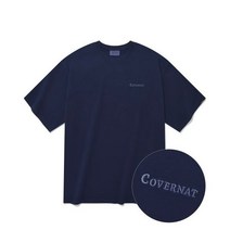 COVERNAT 피그먼트 스몰 어센틱 로고 티셔츠 인디고
