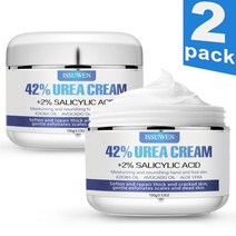 2팩 우레아 크림 42% 플러스 살리실산 2% 발 케어용 풋 갈라진 뒤꿈치 트리트먼트 무릎 팔꿈치 손 수리 모이스처라이저 옥수수 굳은살 죽은 딥 200g(7.5온스)141017